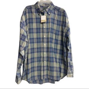 BASIC EQUIPMENT Clothing Co. Men’s Shirt, size Large, blue plaid, New With Tags